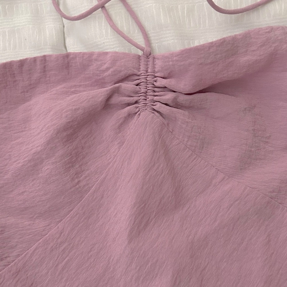 NWOT VINCE Ruched Halter Neck Dress w/ pockets Size XL Lavender Color - Picture 6 of 10